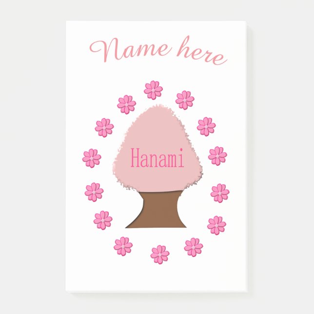 Hanami Japanese Cherry Tree Personalisiert Post-it Klebezettel (Vorderseite)