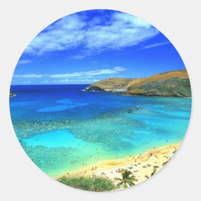 Hanauma Bay Beach Aloha! Runder Aufkleber (Vorderseite)