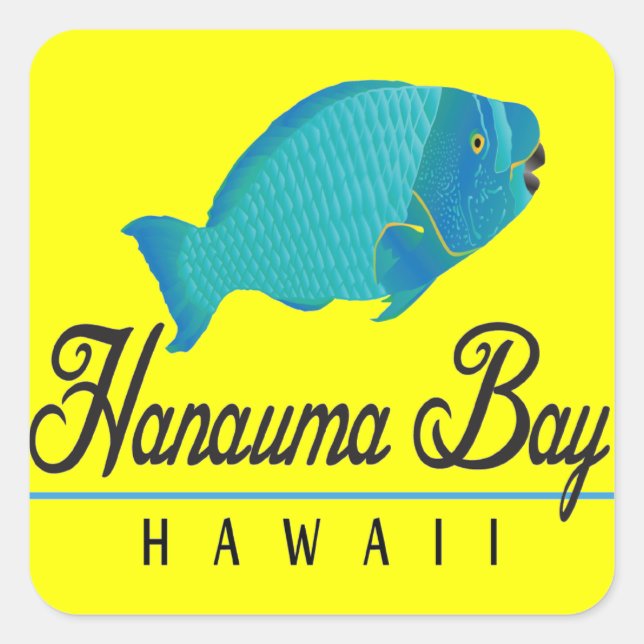 Hanauma Bay Hawaii Parrot Fish Quadratischer Aufkleber (Vorderseite)