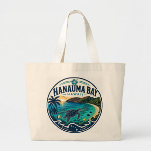 Hanauma Bay Hawaii Retro-Reise-Logo  Jumbo Stoffbeutel