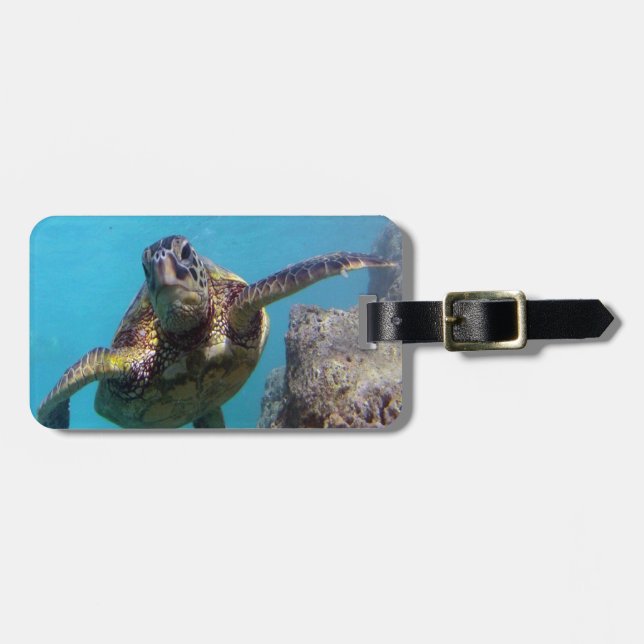 Hanauma Bay - Hawaii-Schildkröten Gepäckanhänger (Vorderseite horizontal)