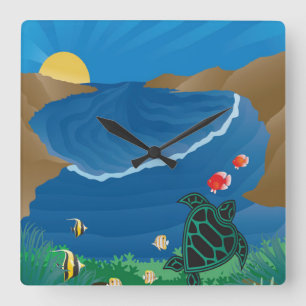 Hanauma Bucht Hawaii Quadratische Wanduhr