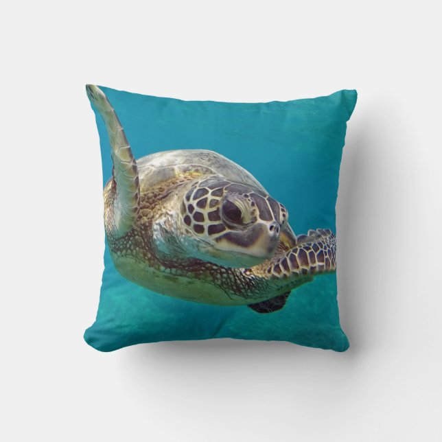 Hanauma Bucht-Oahu-Schildkröte Kissen (Vorderseite)