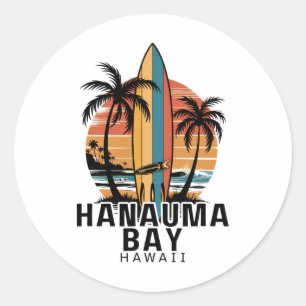 Hanauma Y Hawaii Surfen Surfer  Runder Aufkleber