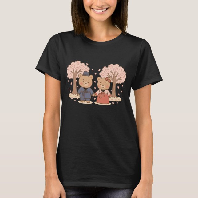 Hanbok Bears Cherry Blossom T - Shirt (Vorderseite)
