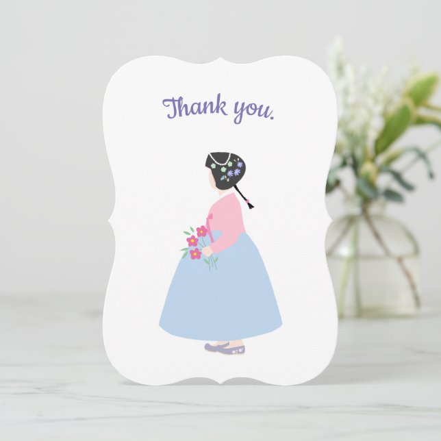 Hanbok Girl Grußkarten Dankeskarte (Stehend Vorderseite)