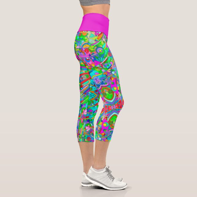 Hand And Digitally Painted Pattern Art 18 Capri Leggings (Rechts)