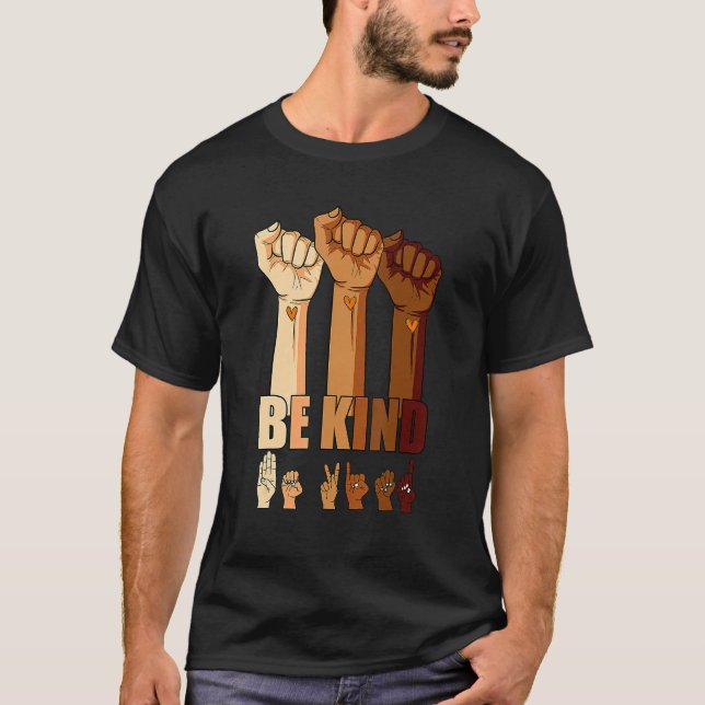 Hand Be Kind Sign Language We Wear Orange For Unit T-Shirt (Vorderseite)