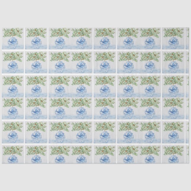 Hand bemalt Tuscan Blue Ginger Jars Wedding Seidenpapier (Vorderseite)