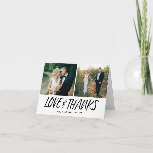 Hand beschriftetes Wedding Foto danken Ihnen zu Dankeskarte (Vorderseite)