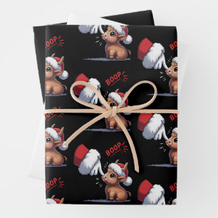 Hand Boop Weihnachten Highland Kuh Santa Farmer  Geschenkpapier Set