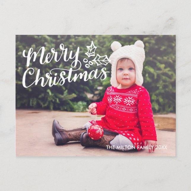 Hand Briefe frohe Weihnachten Volles Foto Postkart (Vorderseite)
