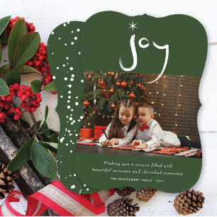 Hand Brushed Joy Calligraphy Star Weihnachts-Foto Feiertagskarte