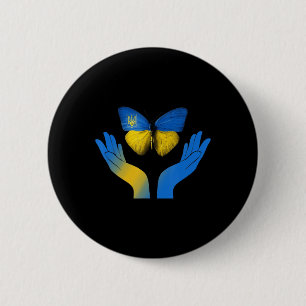 Hand Butterfly Ukraine ukrainische Flagge mit EU Button