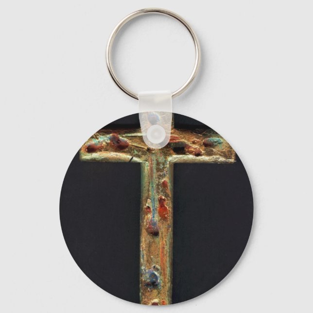 Hand Carved Gold Cross Schlüsselanhänger (Vorderseite)