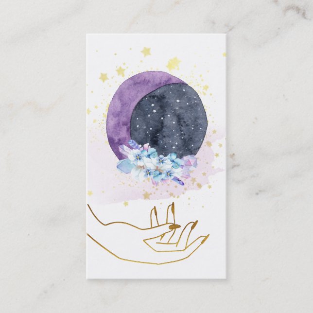 *~* Hand Crystals Moon Sky Cosmos Sterne Visitenkarte (Vorderseite)