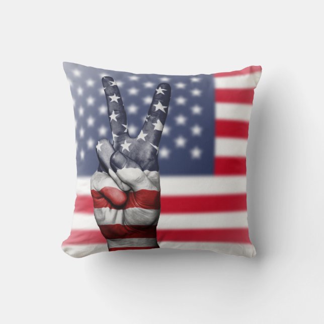 Hand der amerikanischen Flagge Kissen (Vorderseite)