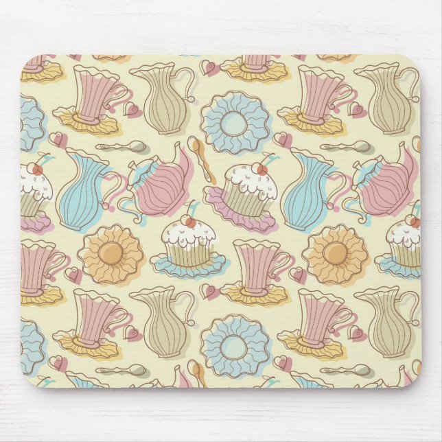 Hand, die Geschirr-Silhouetten zeichnet Mousepad (Vorne)