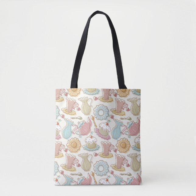 Hand, die Geschirr-Silhouetten zeichnet Tasche (Vorderseite)
