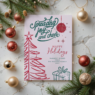Hand Draodle Red Green Pink Weihnachten