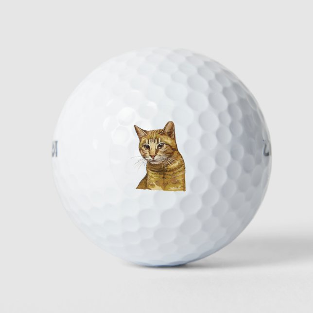 Hand drawing funny red tabby cat golfball (Vorderseite)