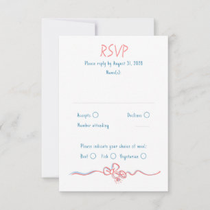 Hand Drawing Quirky Funky Wedding RSVP Card Karte