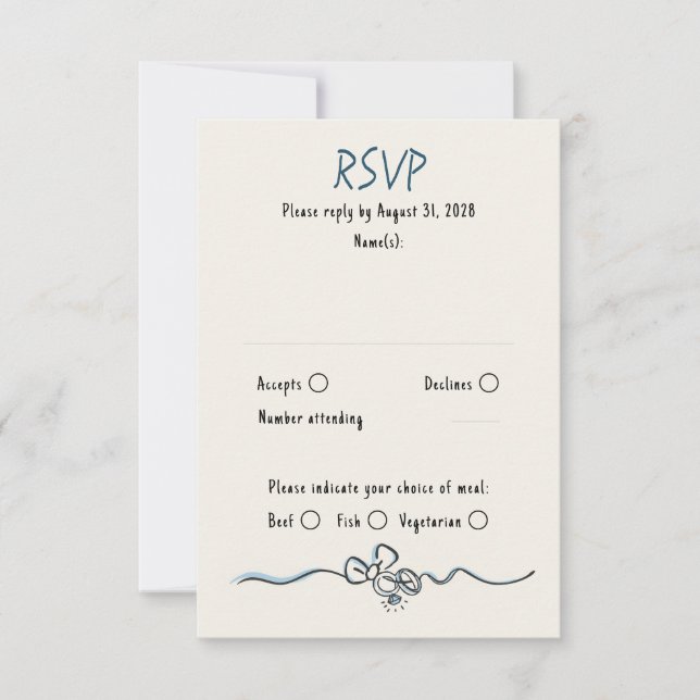 Hand Drawing Quirky Funky Wedding RSVP Card Karte (Vorderseite)