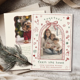 Hand Drawing Whimsical Christmas Bow Doodle Foto Feiertagskarte