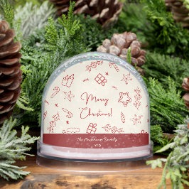 Hand Drawing Whimsical Red Doodle Weihnachten Schneekugeln
