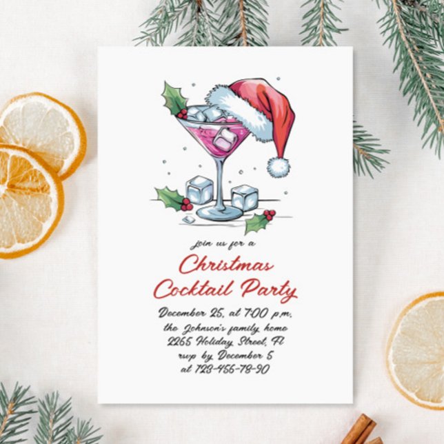 Hand Drawing Whimsical Weihnachtscocktail Party Einladung (Von Creator hochgeladen)