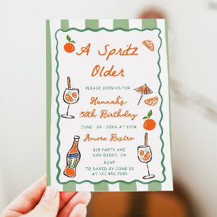 Hand Drawn a Spritz Older Geburtstagsparty Einladung