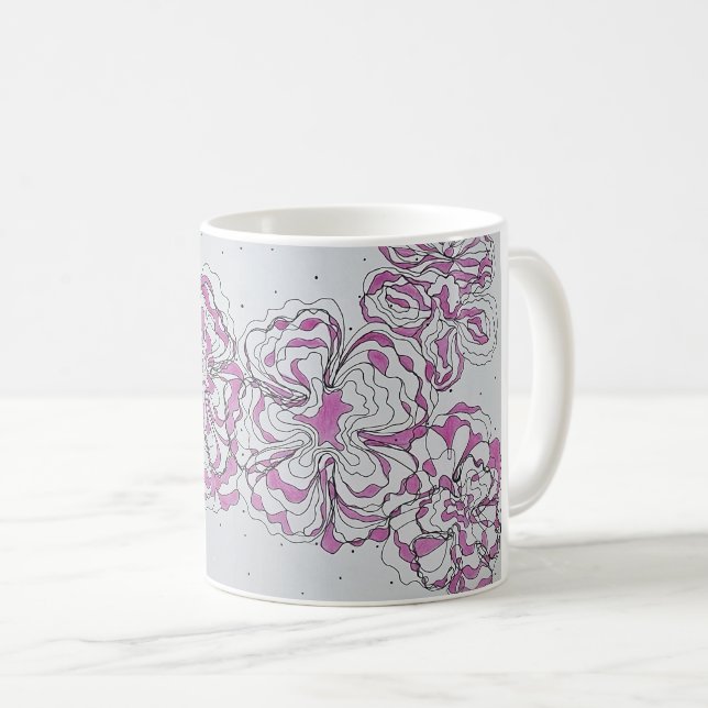 Hand-Drawn Abstract Floral Line Art Mug (Devant droit)