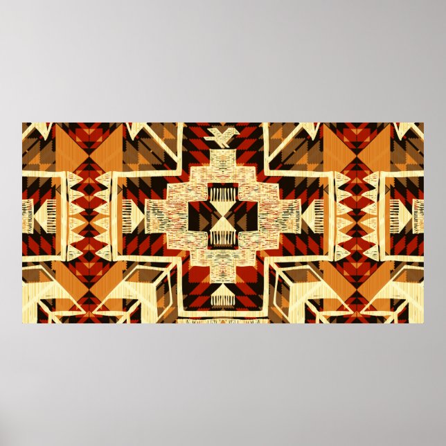 Hand drawn abstract illustration native American s Poster (Vorne)