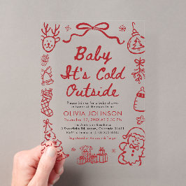Hand Drawn Baby It's Cold Outside Baby Shower Acryleinladungen