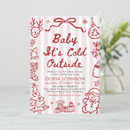 Hand Drawn Baby It's Cold Outside Baby Shower Einladung