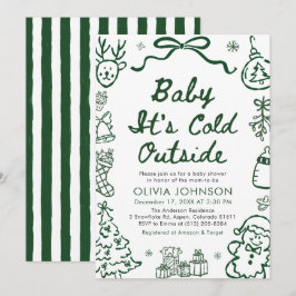 Hand Drawn Baby It's Cold Outside Baby Shower Einladung