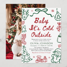 Hand Drawn Baby It's Cold Outside Baby Shower Einladung