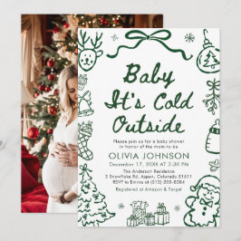 Hand Drawn Baby It's Cold Outside Baby Shower Einladung