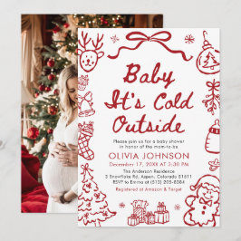Hand Drawn Baby It's Cold Outside Baby Shower Einladung
