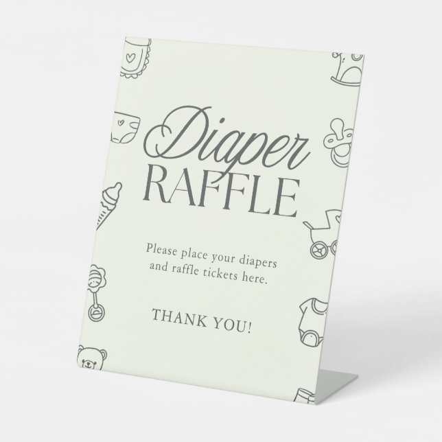 Hand Drawn Baby Shower Diaper Raffle Sign Sockelschild (Vorderseite)
