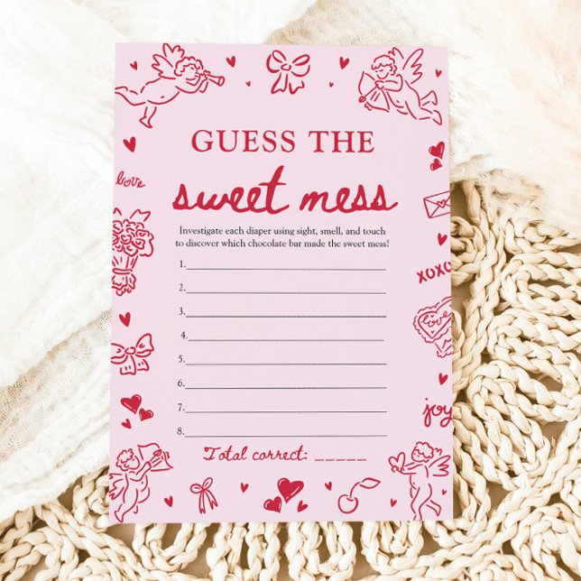 Hand Drawn Baby Shower Guess The Sweet Mess Game Einladung (Hand Drawn Baby Shower Guess The Sweet Mess Game )
