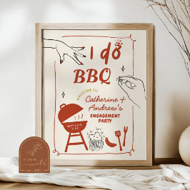 Hand Drawn Backyard I do BBQ engagement party Poster