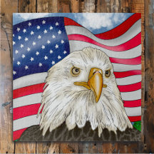 Hand Drawn Bald Eagle und Patriotic amerikanische 
