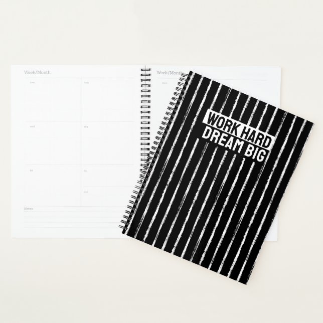 Hand Drawn Black & White Stripes Yearly Planner Planer (Anzeige)