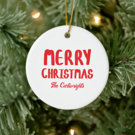 Hand-drawn Block Letters Merry Christmas Greeting Keramik Ornament