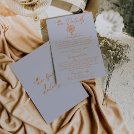 Hand Drawn Blue Orange Floral Wedding Details Begleitkarte
