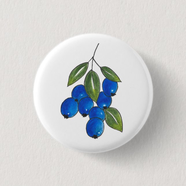 Hand Drawn Blueberries Button (Vorderseite)