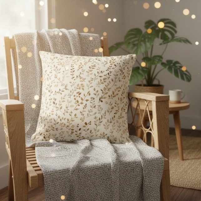 Hand Drawn Boho Leaf Pattern Kissen (Von Creator hochgeladen)