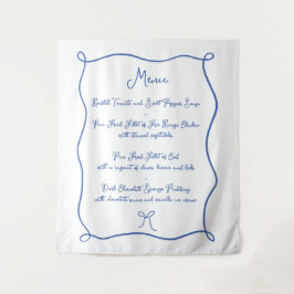 Hand Drawn Bow Französisch Blauer Stoff Hochzeitsm Wandteppich