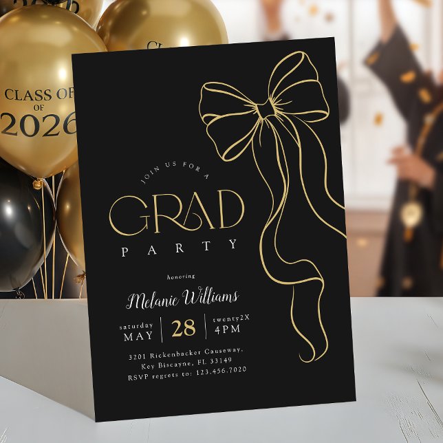 Hand Drawn Bow Graduation Invitation Einladung (Von Creator hochgeladen)